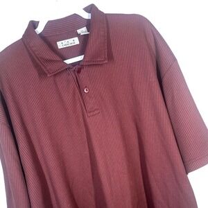 Ron Chereskin Men's XXL Burgundy Textured Polo Shirt Short Sleeve‎ Button Up